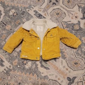 Zara Baby corduroy mustard yellow sherpa jacket